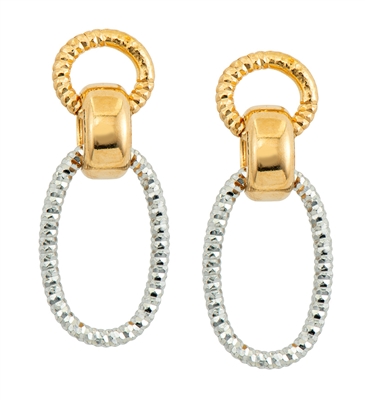 Frederic Duclos sterling silver & gold plated Shayanne oval earrings