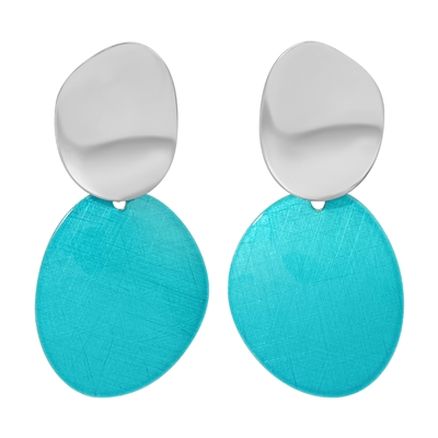 Frederic Duclos sterling silver ocean blue oval earrings