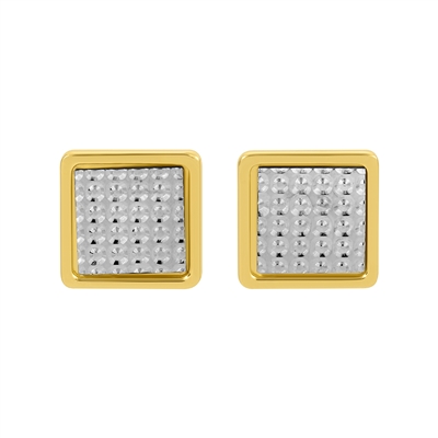 Frederic Duclos sterling silver & yellow gold plated textured square earrings