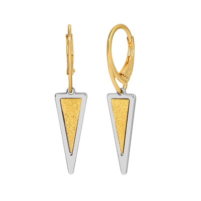frederic duclos sterling silver & yellow gold plated triangle drop earrings