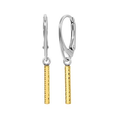 frederic duclos sterling silver & yellow gold plated bar drop earrings