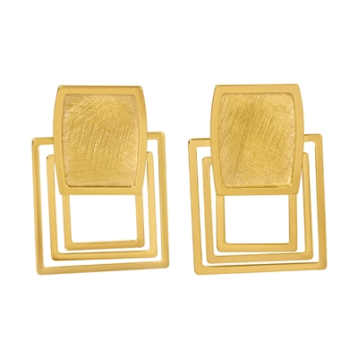frederic duclos sterling silver & yellow gold plated rectangle echo earrings