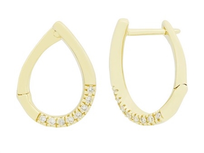 14k yellow gold diamond hoop earrings