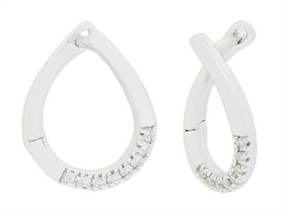 14k white gold diamond hoop earrings