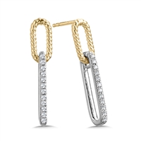 10k white & yellow gold paperclip diamond earrings