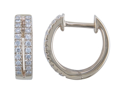 14k yellow gold double row diamond hoop earrings