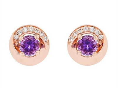 14k rose gold amethyst & diamond earrings