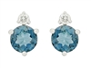 14k white gold London blue topaz & diamond stud earrings