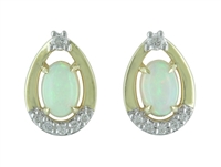 14k yellow gold opal & diamond earrings