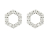 14k white gold diamond hexagon stud earrings