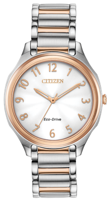 ladies citizen eco drive two tone pink gold drive watch