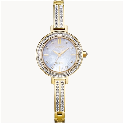 ladies citizen silhouette crystal gold watch