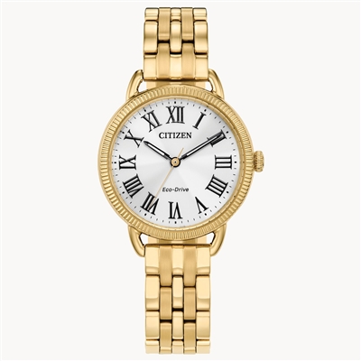 ladies citizen eco drive coin edge gold watch