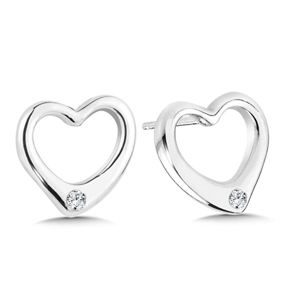 sterling silver & diamond heart earrings