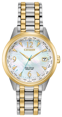ladies citizen eco drive world time two tone watch