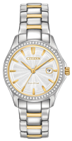 ladies citizen eco drive silhouette crystal two tone watch & bracelet set