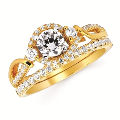 14k yellow gold round semi mount engagement ring