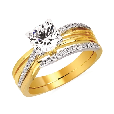 14k yellow gold forever elegant 1 carat diamond engagement ring & band