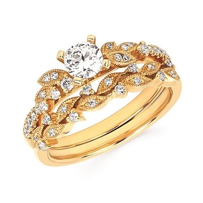 14k yellow gold semi mount diamond engagement ring