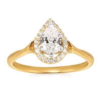 14k yellow gold halo pear diamond engagement ring