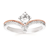 14k white & rose gold semi-mount round diamond engagement ring