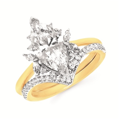 14k yellow gold 1.5 carat marquise wedding engagement ring set