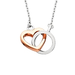 sterling silver & rose gold plated karma heart & circle necklace