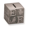 pewter baby block piggy bank