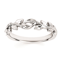 14k white gold vine leaf band