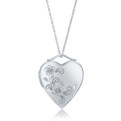 sterling silver etched floral locket