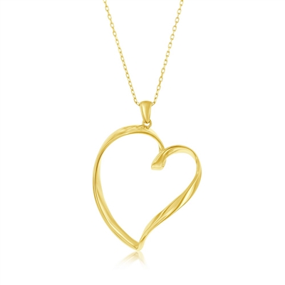sterling silver with yellow gold plating twisted heart necklace