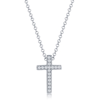 sterling silver petite micro pave cz cross necklace