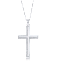 sterling silver & cz cubic zirconia cross necklace