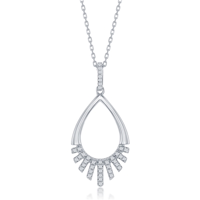 sterling silver & cubic zirconia cz pear shaped necklace