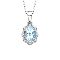 14k white gold diamond & aquamarine necklace