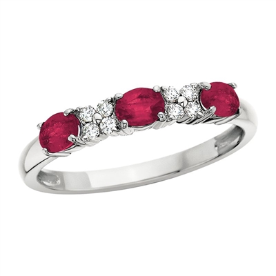 14k white gold ruby & diamond ring