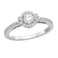 14k white gold halo diamond engagement ring