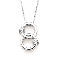 14k white gold 2 stone diamond circle necklace