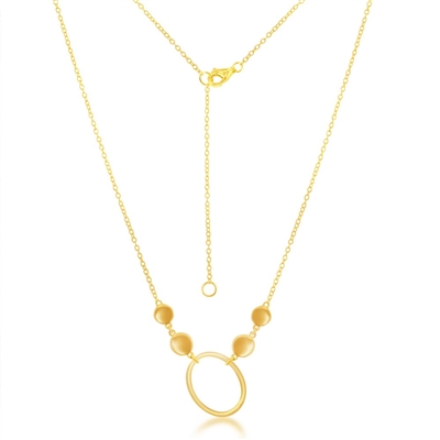 sterling silver with yellow gold plating oval disc necklace