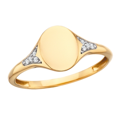 10k yellow gold ladies oval signet ring