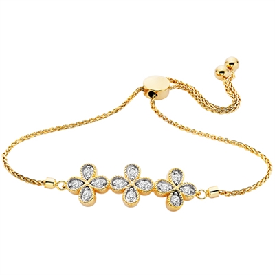 gold plated quatrefoil bolo bracelet