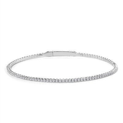 14k white gold flexible diamond bangle bracelet