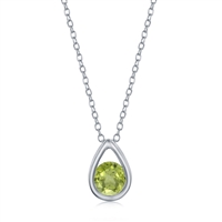 sterling silver pear shaped peridot necklace