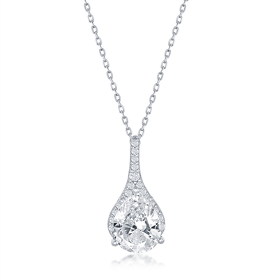 sterling silver pear shaped cz necklace