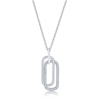 sterling silver double oval cz necklace