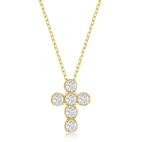 gold plated cz cross necklace