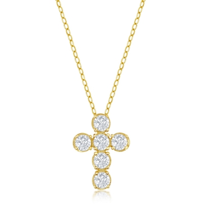 gold plated cz cross necklace