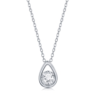 sterling silver & cubic zirconia cz pear shaped necklace