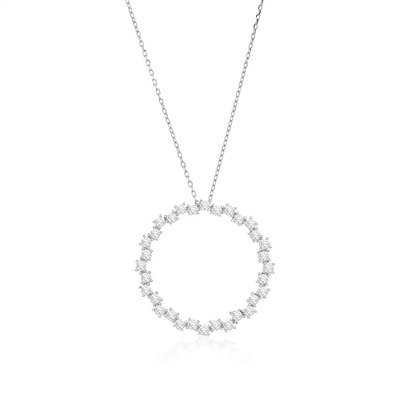 sterling silver open cz circle necklace