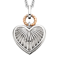 sterling silver & rose gold plated captured heart engraved necklace